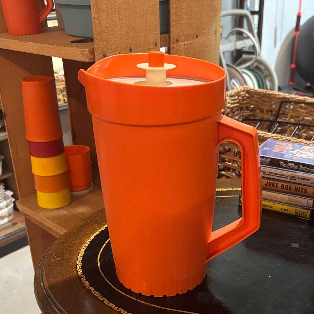 Tupperware Orange and White Pitcher
